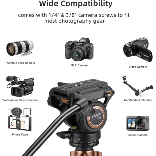 Cayer FP1450 Fluid Head Tripod, 75 inches Aluminium Video Tripod Cayer FP1450 Fluid Head Tripod, 75 inches Aluminium Video Tripod